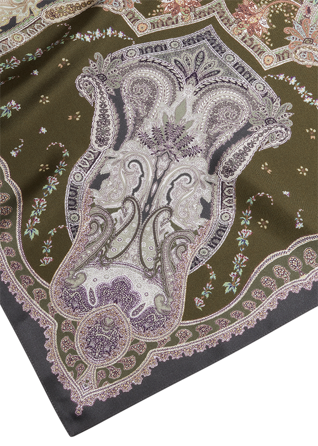 schal, paisley, paisley-muster, baumwolle, grün-schwarz