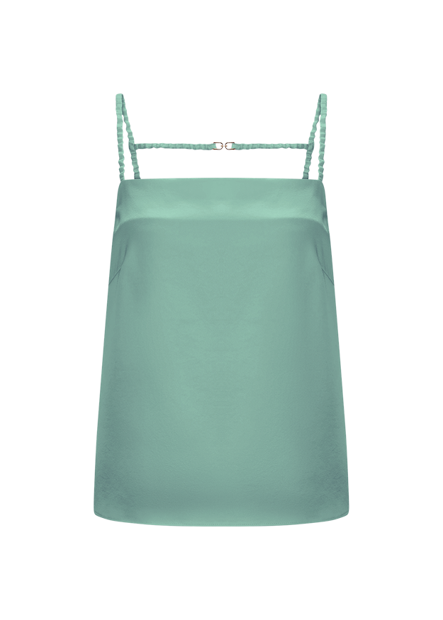 Top, Spaghetti-Träger, Satin, Mintgrün, Tanktop