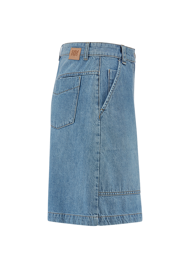 Denim, Jeansstoff, Midi-Länge, Hochbund?, Seitliche Tasche