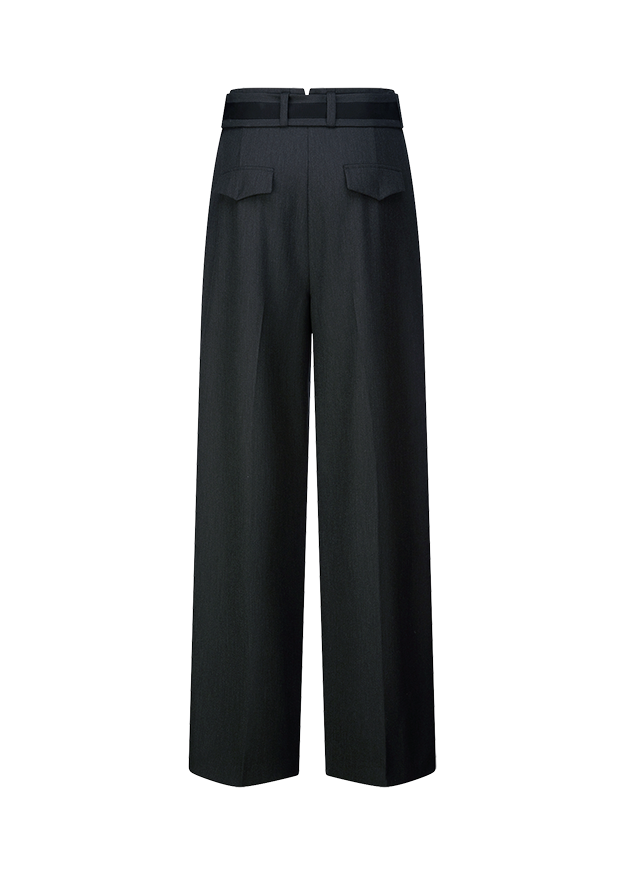 Hose, Schwarz, weit geschnitten, Taschen, Gürtel