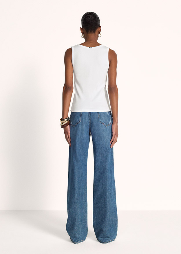 Tanktop, Weiß, Sleeveless, Rückenansicht, Unifarben