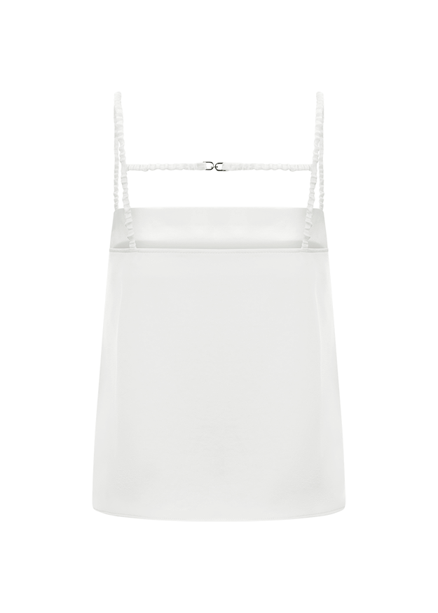 top, spaghetti strap, white, satin, top with thin straps