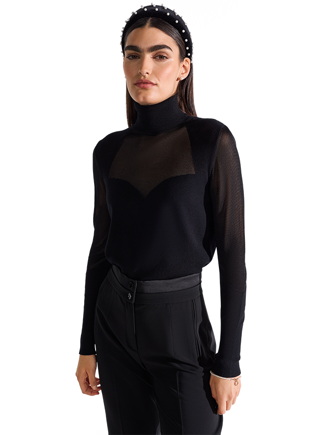 Langarmtop mit Transparenten Details Langarmtop mit Transparenten Details