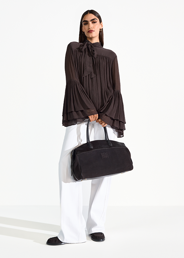 Bluse, Langarm, Handtasche, Person, Frau