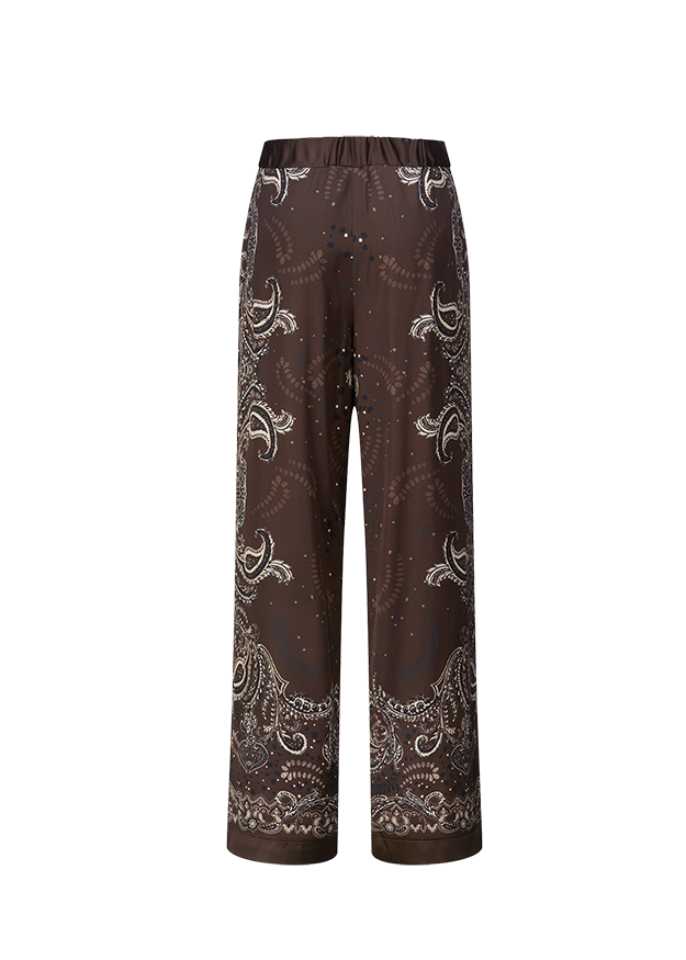Jerseyhosen, Hosen, Paisley Muster, Braun, Beinlang