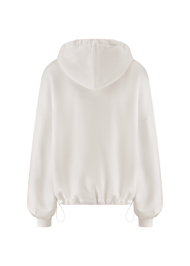 Kapuzenpullover, Weiß, Lange Ärmel, Kapuze, Kordelzugsaum
