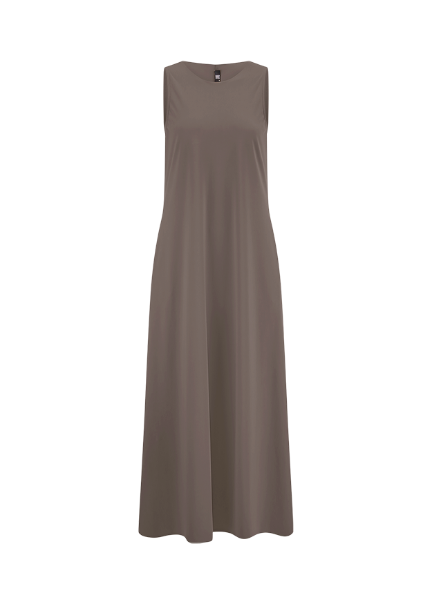 Maxi-Kleid, Schnittloses Top, Taupe, Unifarben, Bodenlang