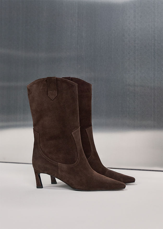 Stiefel, Hochstiefel, Suedederm, Braun, Absatzstiefel