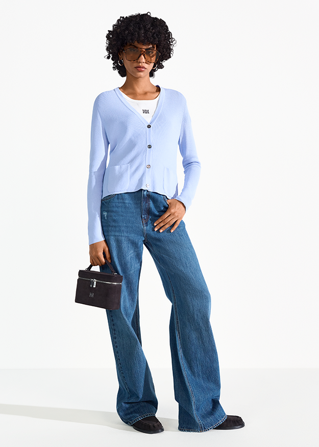 Hosen, Jeans, Bluse, Pullover, Person