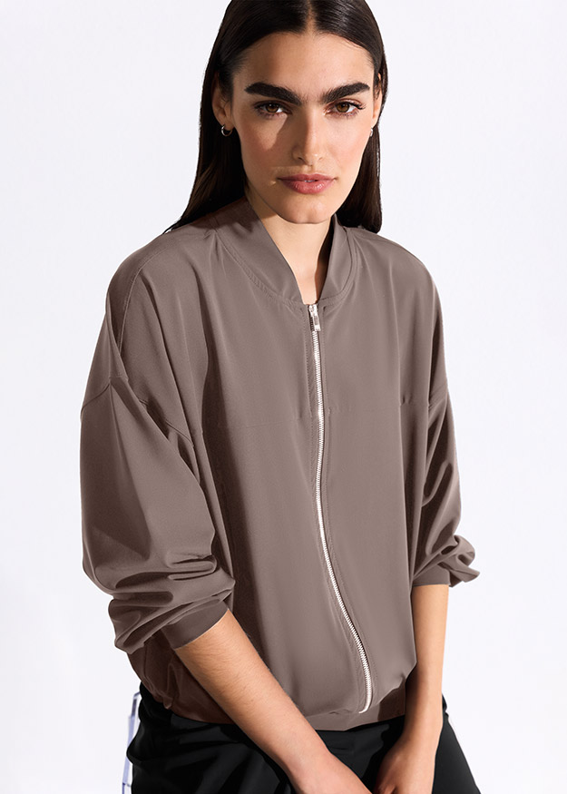 Bomber, Zierstoff, Reißverschluss, oliv, leicht