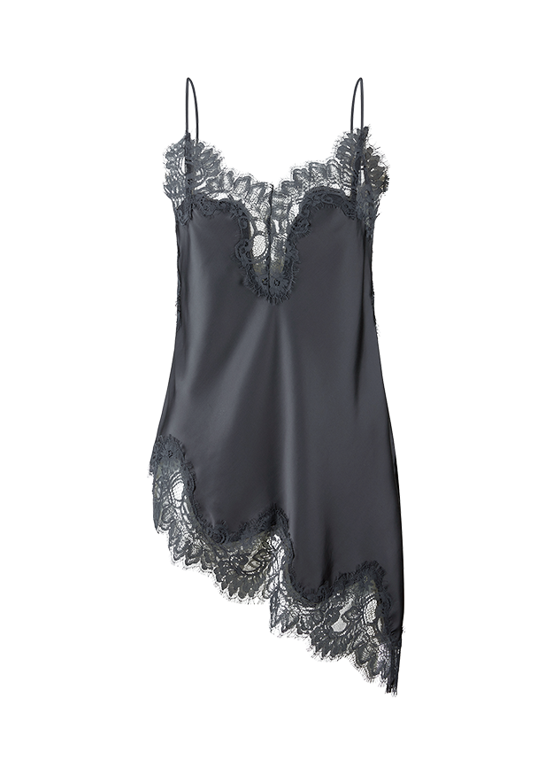 Nachthemd, Spitzenverarbeitung, Schwarz, Spitze, Lingerie