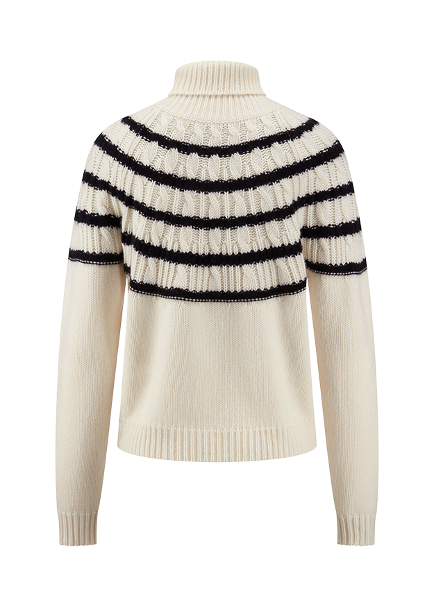 Strickpullover, Rollkragen, Kragenpullover, Streifenmuster, Kastanienfarben?
