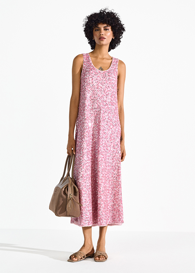 maxi dress, pink floral, sleeveless, summer dress, ankle length