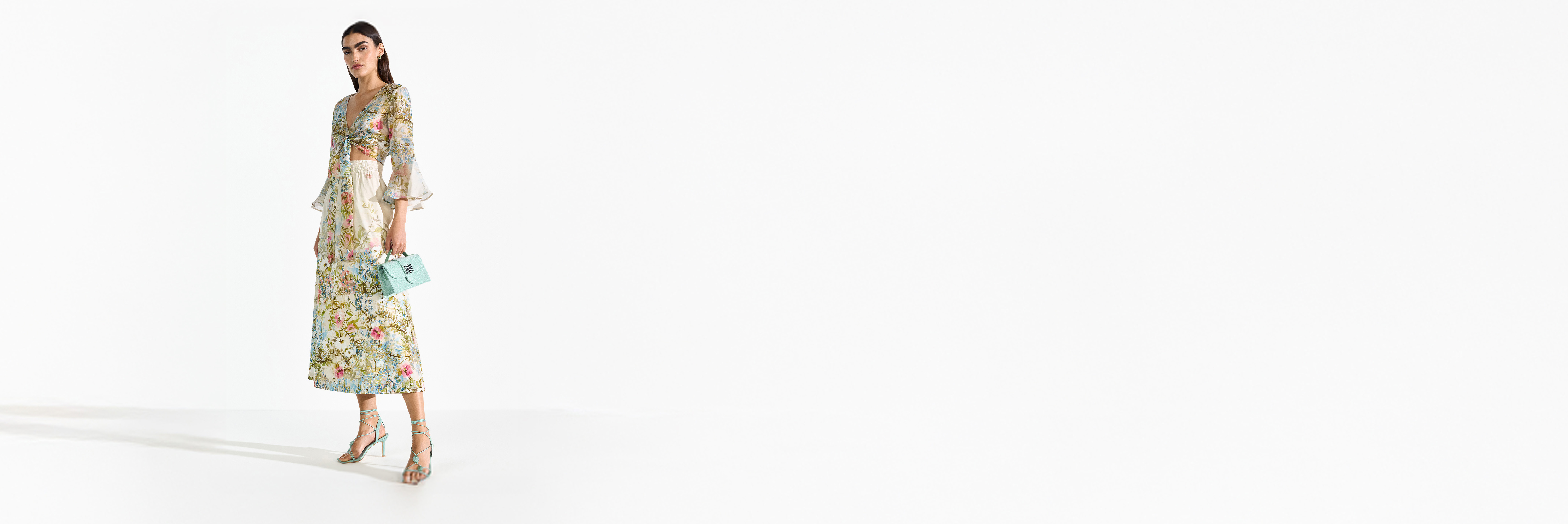 Kleid, Blumenmuster, Midikleid, Hemdbluse, Gürtel