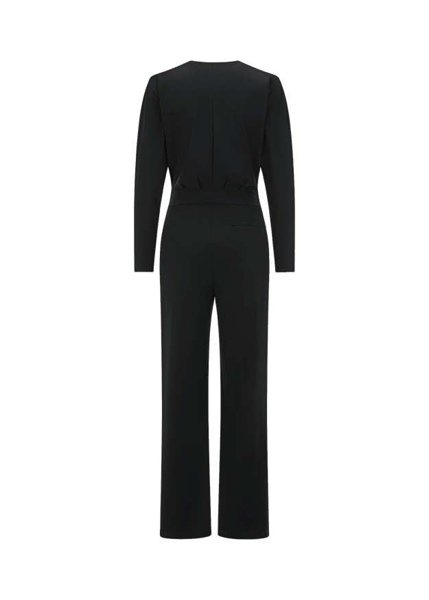 overall schwarz, Overaller, lange Ärmel, elastischer Bund, volle Länge