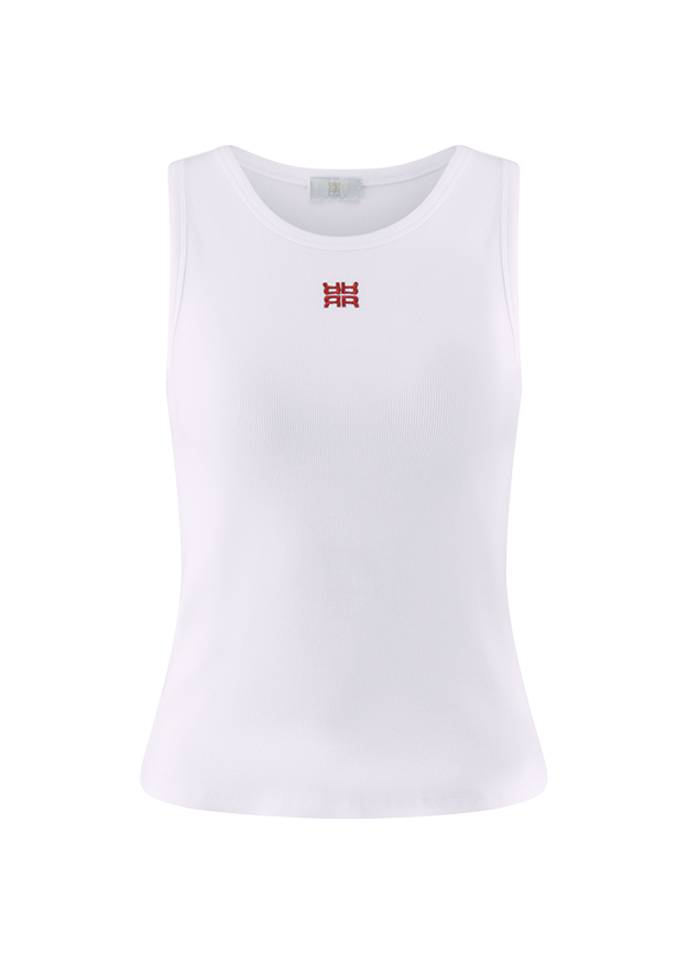 Tanktop, Weiß, Rippstrick, Ärmellos, Basic