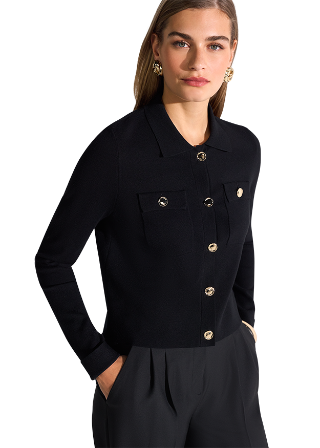 Strickjacke mit Hemdkragen