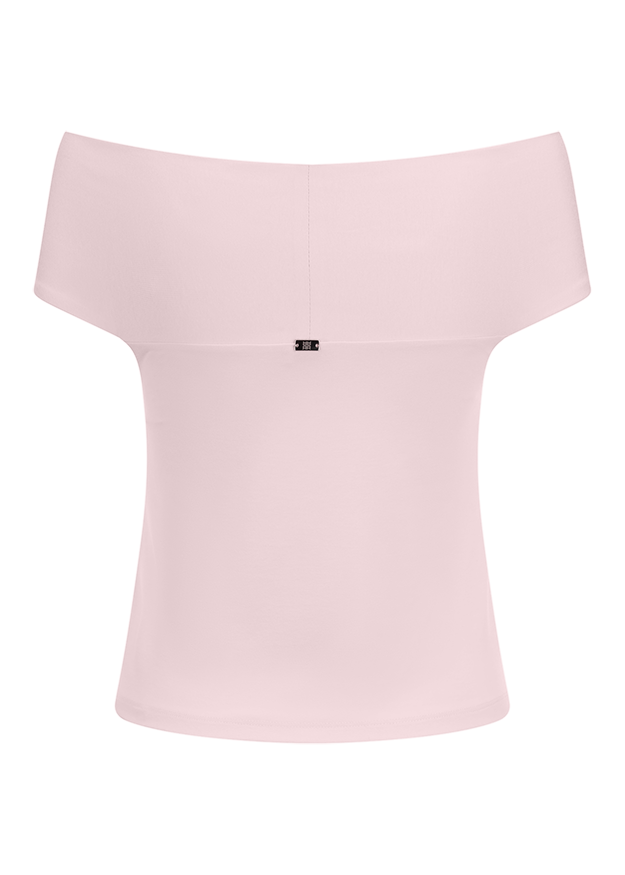 Top, Off-shoulder, Sleeveless, Blush pink, Smooth fabric
