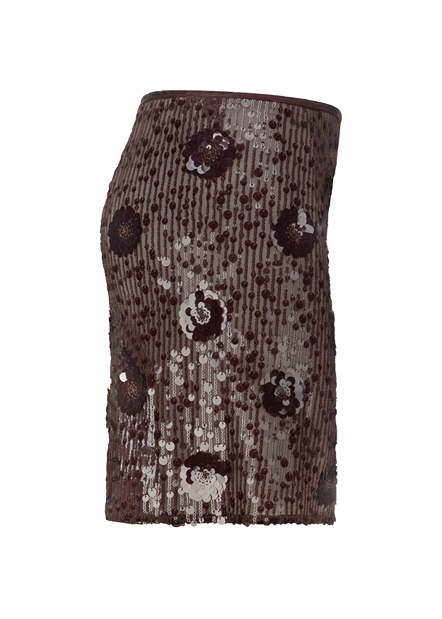 Pailletten, Spitzenverkleidung?, Blumenmotiv, Sequins, Stoffrock