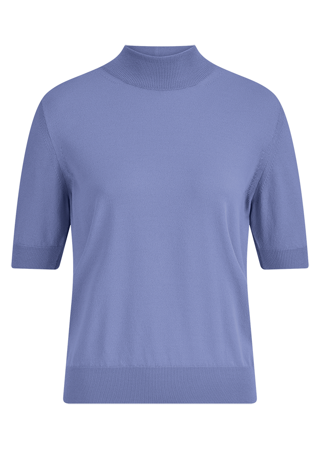 Rollkragen, Strick, Kurzarm, Pullover, Lavendel