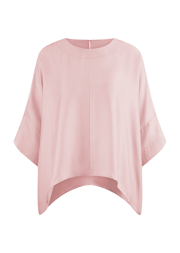 Bluse, Rundhalsausschnitt, Kurzarm, Pale pink, Oversize