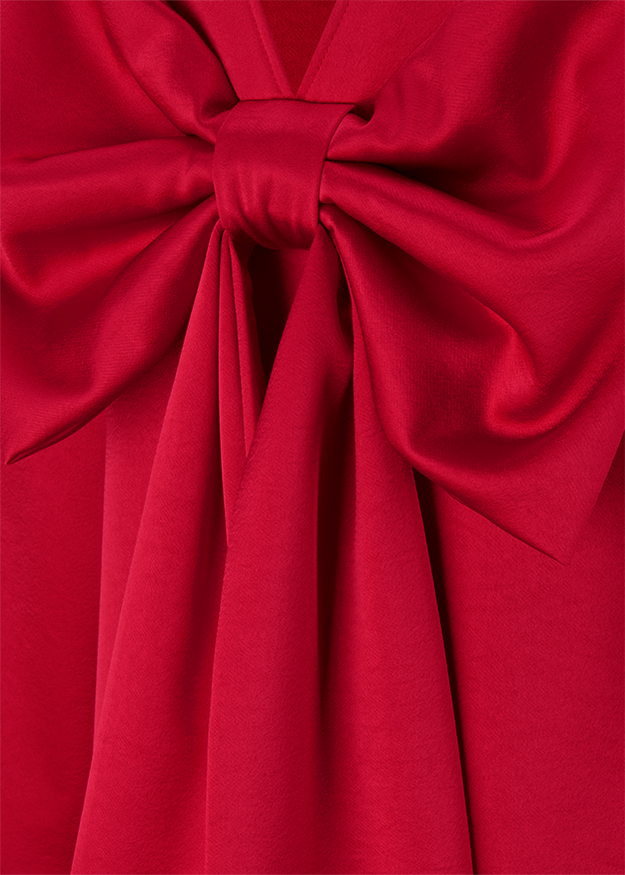 Bluse, Rot, Schleifendetail, Stoff