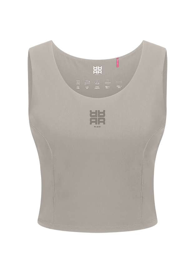 Tanktop, Sleek, Beige, Sleeveless, Mesh logo
