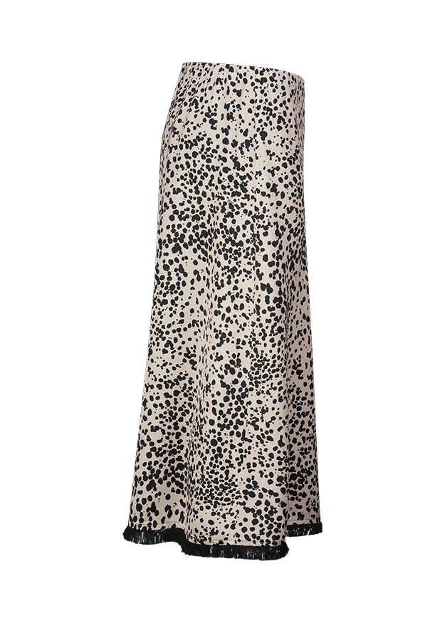 Maxi-Skirt, Leopardendruck, Beige, Fließend, Samtkante