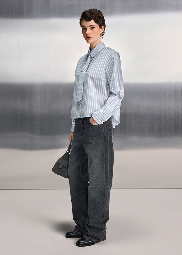 Bluse, Streifen, Hemdstil, Longsleeve, Shirt