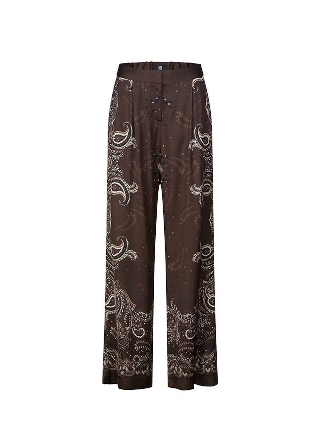 Hose, Palmenmuster, Paisley, Braun, WeiteBein