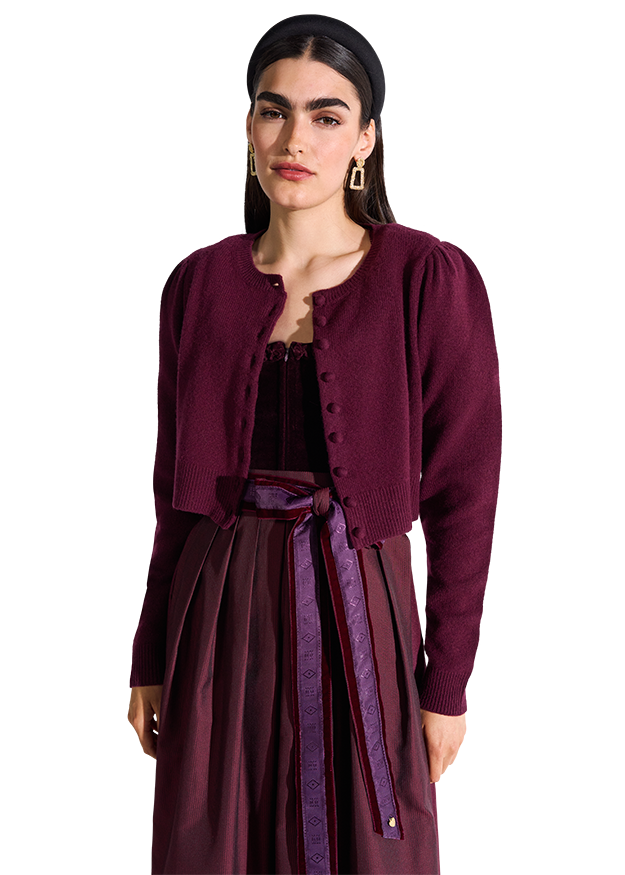 Cardigan with Puff Sleeves