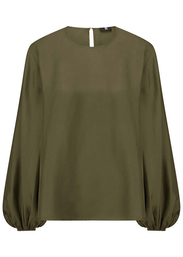 Oberteil, Bluse, Khaki, Langarm, Top