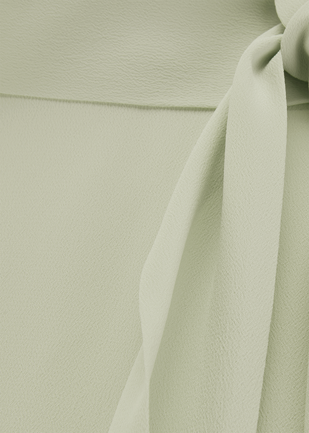 bluse, crêpe-textur, kragenlos, mintgrün, schleife