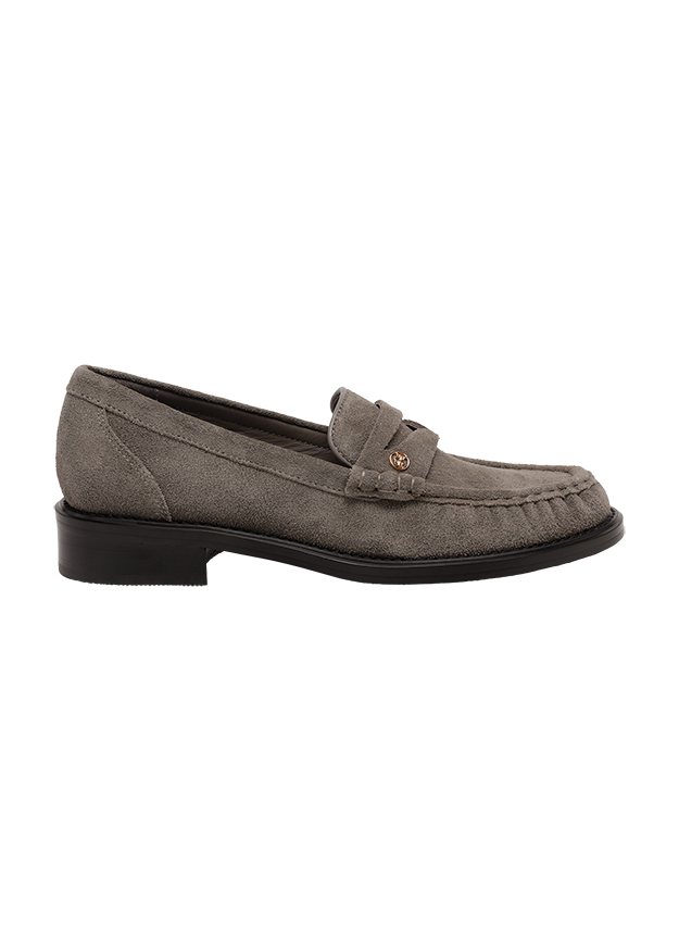 Loafer, Slipper, Grau, Samt, Klettdetail