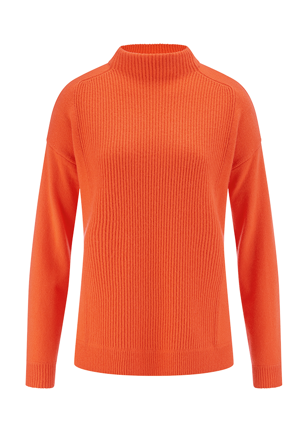Strickpullover, Rollkragen, Rückenlose, orangene Farbe, langarm