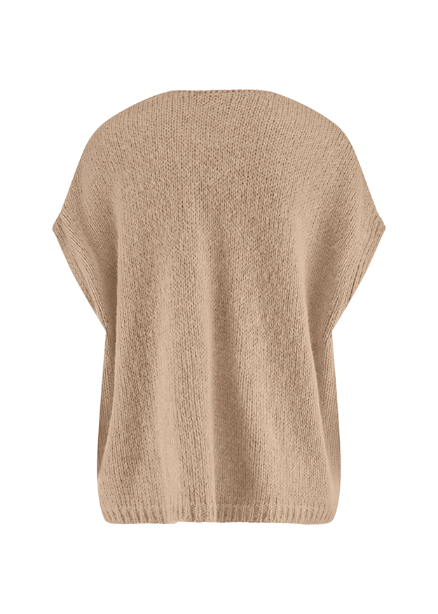 Strick-Weste, Beige, Oversize, Kragenlos? false, Ohne Muster