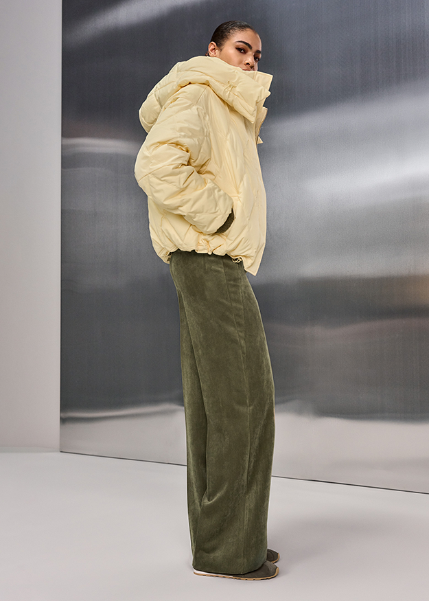 Pufferjacke, Daunenjacke, Beige, Kapuze, Oversized