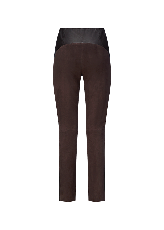 Lederschlaghose, Schwarz, Brown, High-Waist, Jeans-Optik
