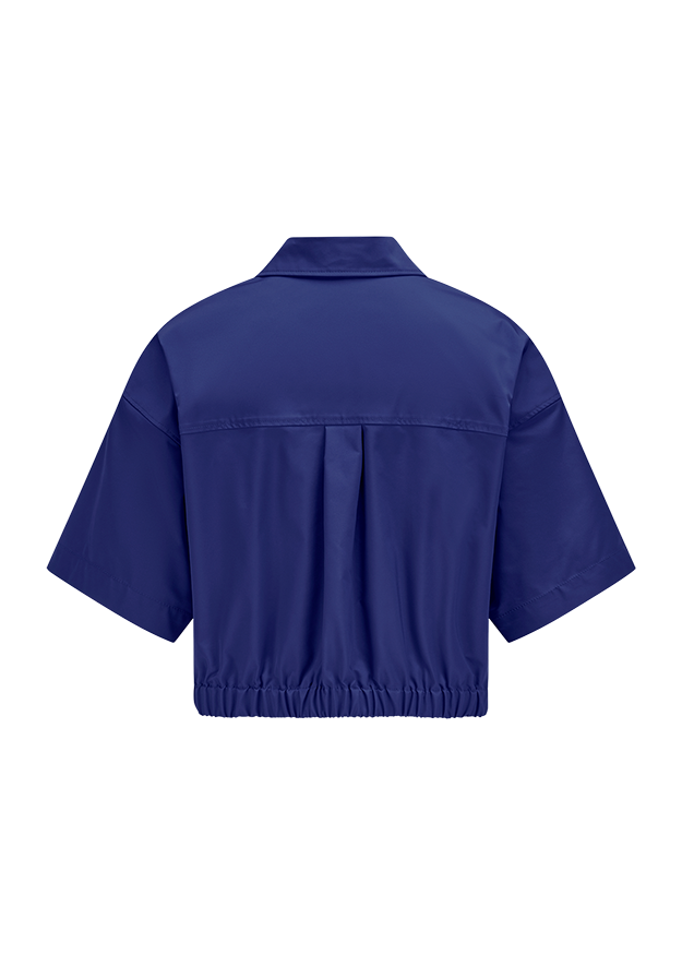 Damenoberteil, Kurze Ärmel, Blouson, Kragen, Gummibund