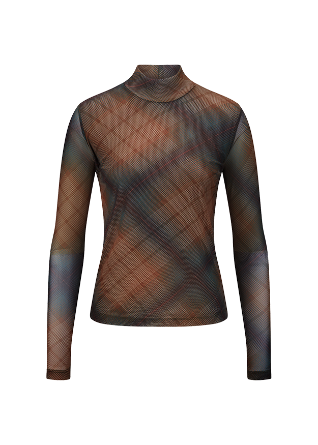 Turtleneck, Mesh top, Plaiting Muster, Durchscheinendes Gewebe, Langarm