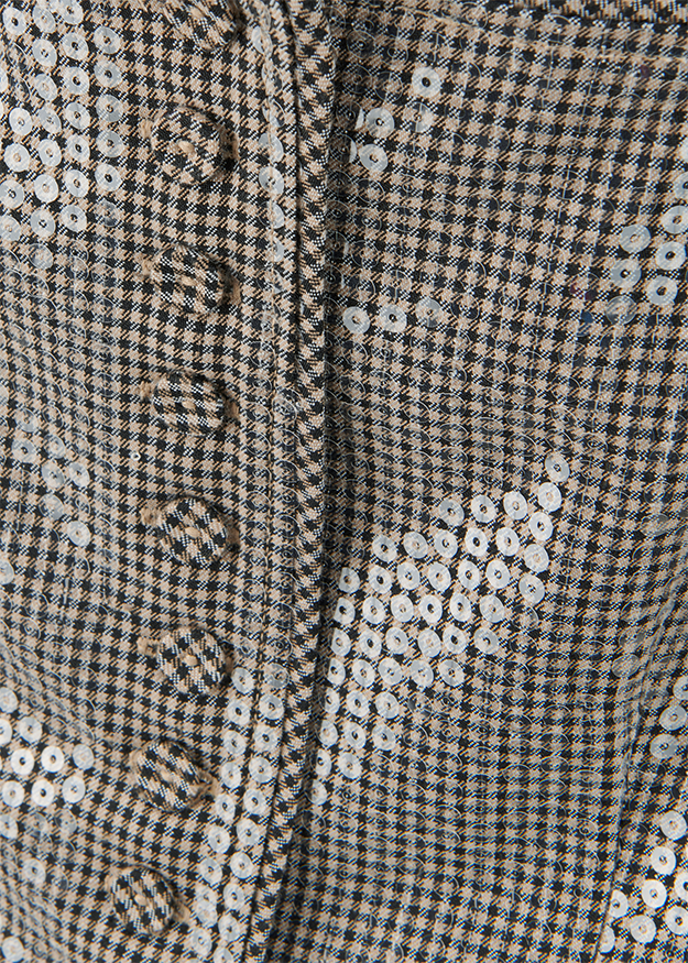 houndsstooth, checkered, buttoned, sequined pattern, textured fabric