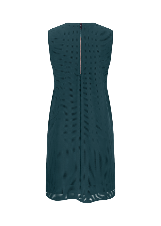 Lederschnitt?, perforiert, ohne Ärmel, Kleid, Reißverschluss