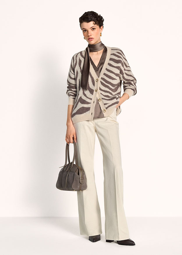 Cardigan, Zebra Muster, Oversize-Cardigan, Knopf-Cardigan, Schal-Accessoire