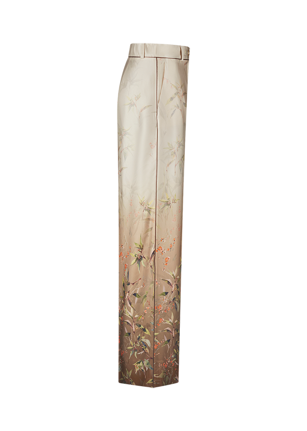 Hose, Blumenmuster, Beige, Nylongewebe?, Stoffhose