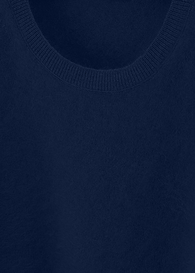 marineblau, Crewneck, Baumwolle, Pullover, unifarben
