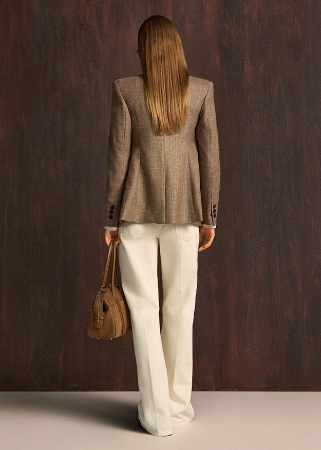 Blazer, Wolle, Hahnentrittmuster, Karo, Beige