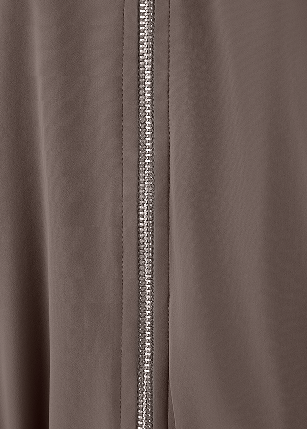 Reißverschluss, Lederlook, Jacke, Taillierte Passform, neutraler Braunton