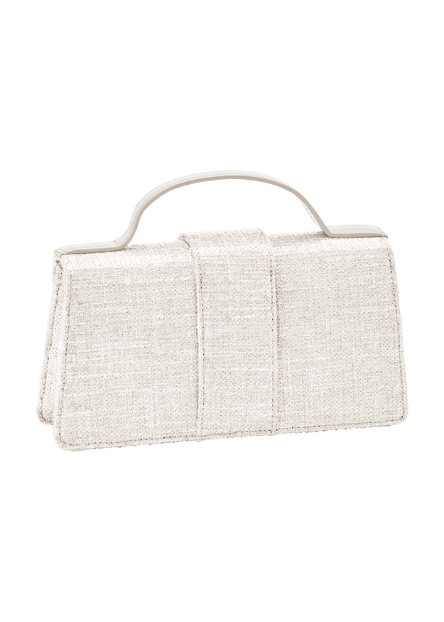 handtasche, clutch, beige, textil, tragegriff