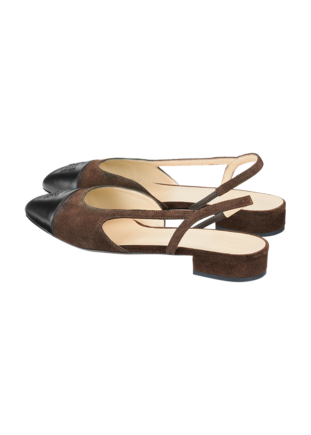  Pumps,  Slingback,  Two-tone,  Leather,  Braun/Schwarz