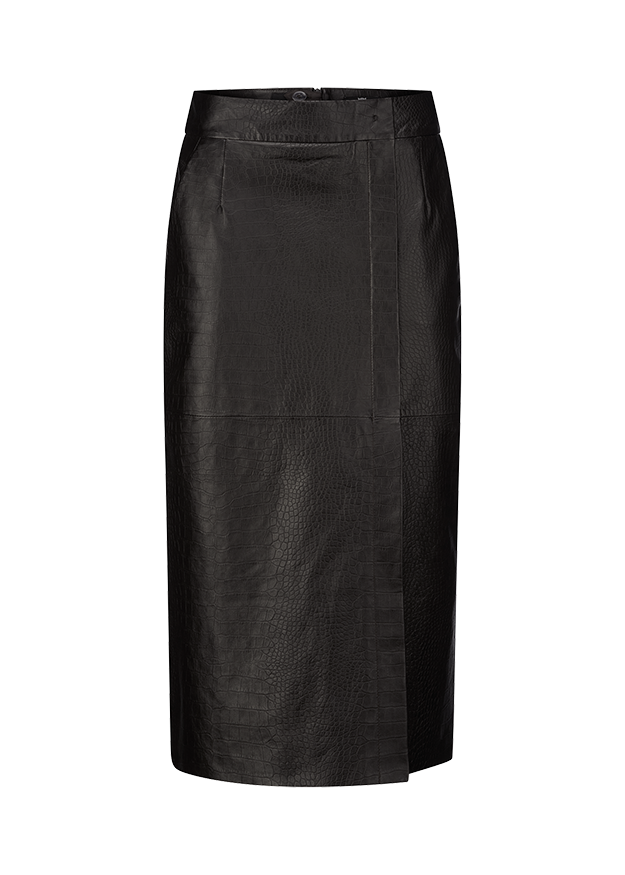 rock, leder, langen, rock aus leder, schwarz